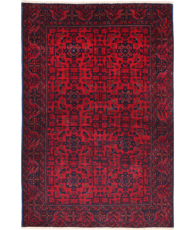 Hand Knotted Afghan Beljik Wool Rug 3' 4" x 4' 10" - No. AT76363
