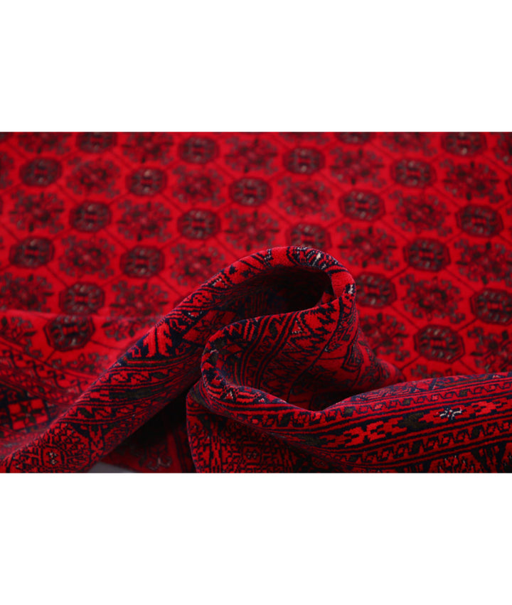 Red Afghan Beljik Rug 6' 6" x 9' 6" Hand-Knotted | No. AT18437