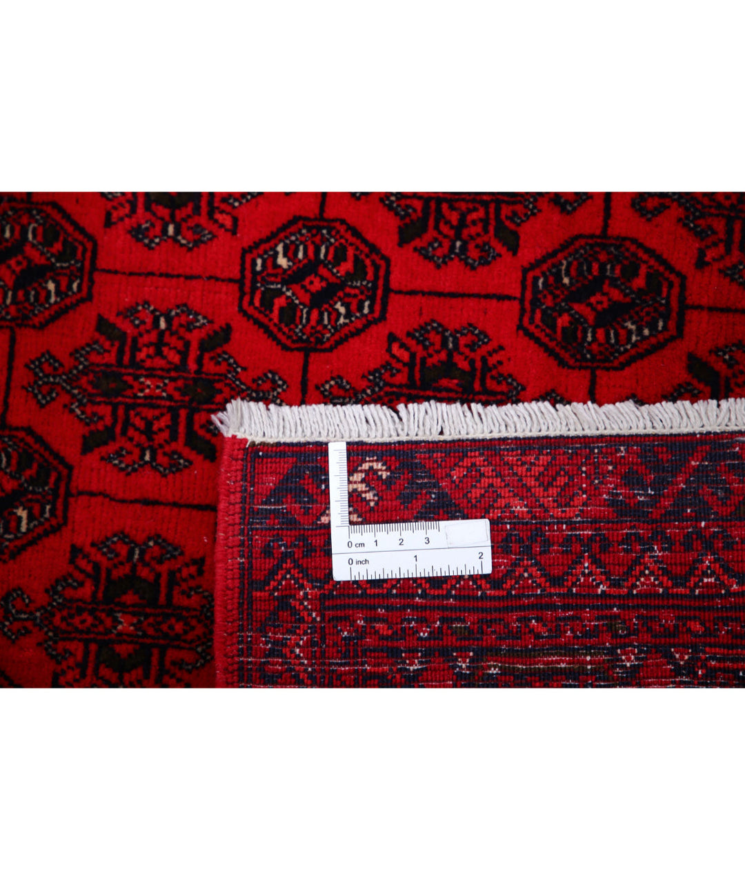 Red Afghan Beljik Rug 6' 6" x 9' 6" Hand-Knotted | No. AT18437