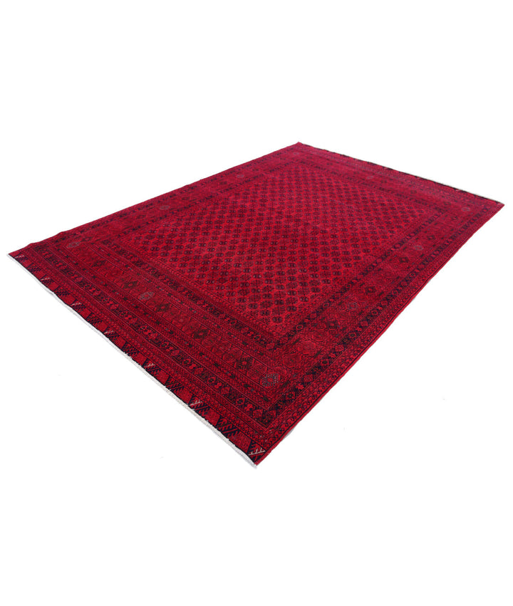 Red Afghan Beljik Rug 6' 6" x 9' 5" Hand-Knotted | No. AT94177