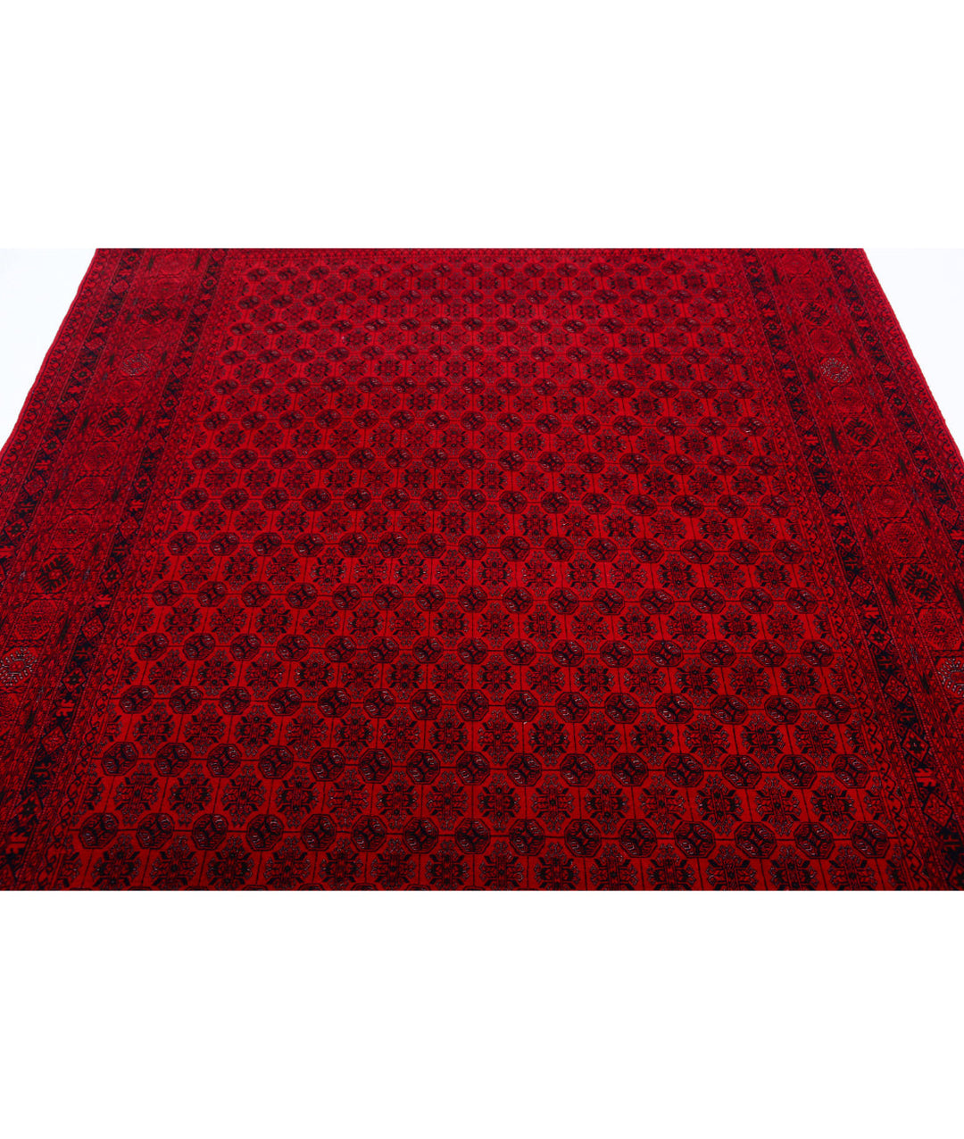 Red Afghan Beljik Rug 6' 6" x 9' 5" Hand-Knotted | No. AT94177