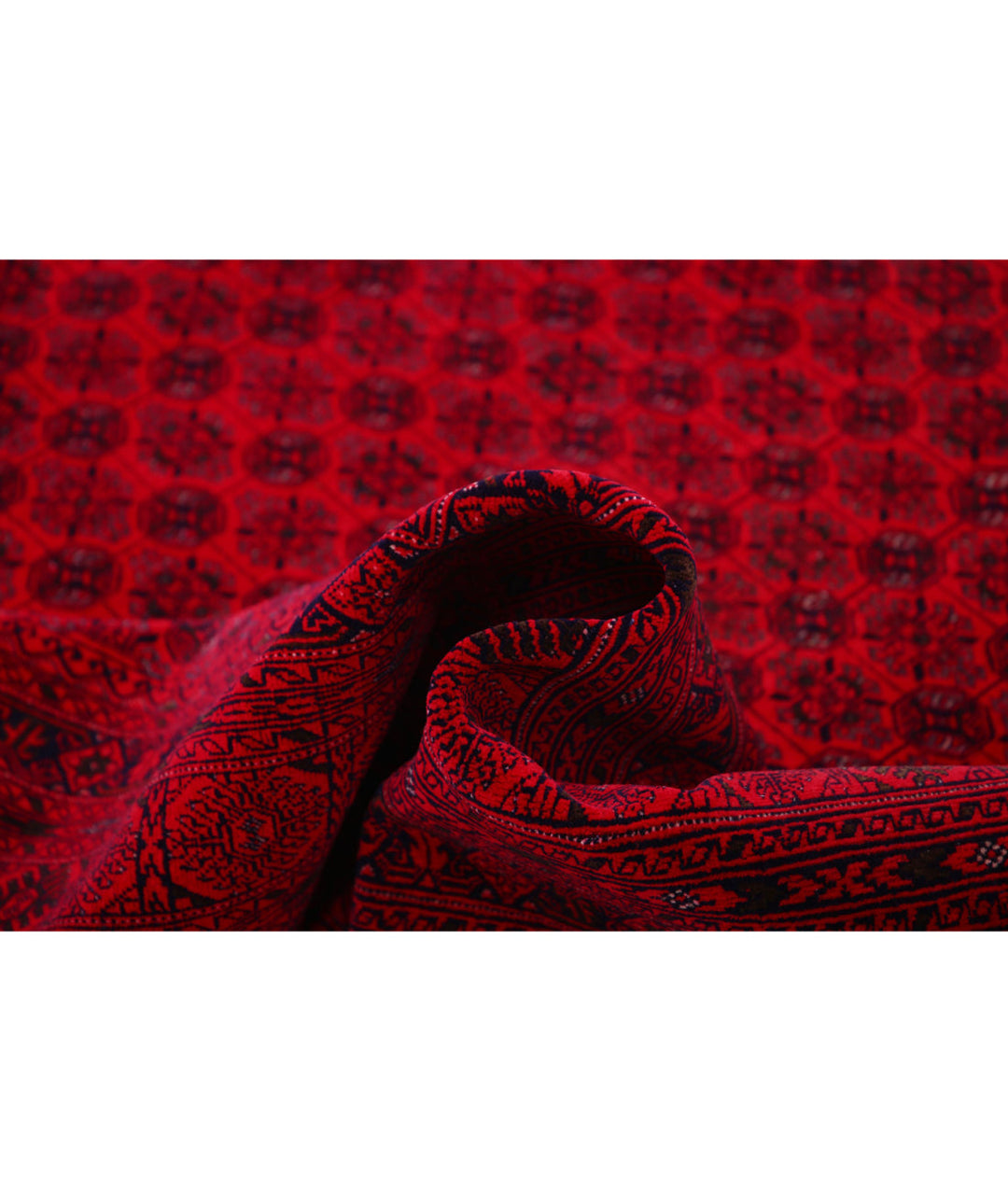 Red Afghan Beljik Rug 6' 6" x 9' 5" Hand-Knotted | No. AT94177