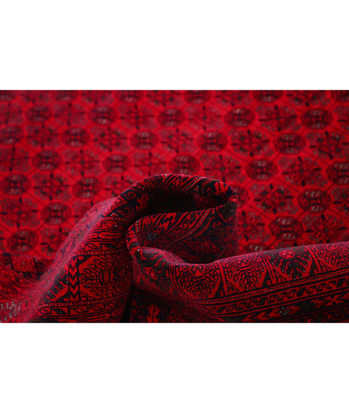 Red Afghan Beljik Rug 6' 5" x 9' 5" Hand-Knotted | No. AT24163