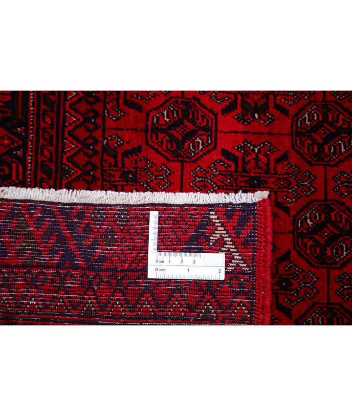 Red Afghan Beljik Rug 6' 5" x 9' 5" Hand-Knotted | No. AT24163