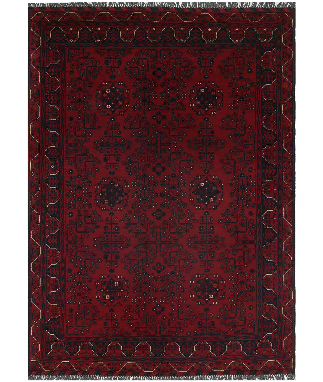 Hand Knotted Afghan Khamyab Wool Rug 4' 9" x 6' 6" - No. AT11739
