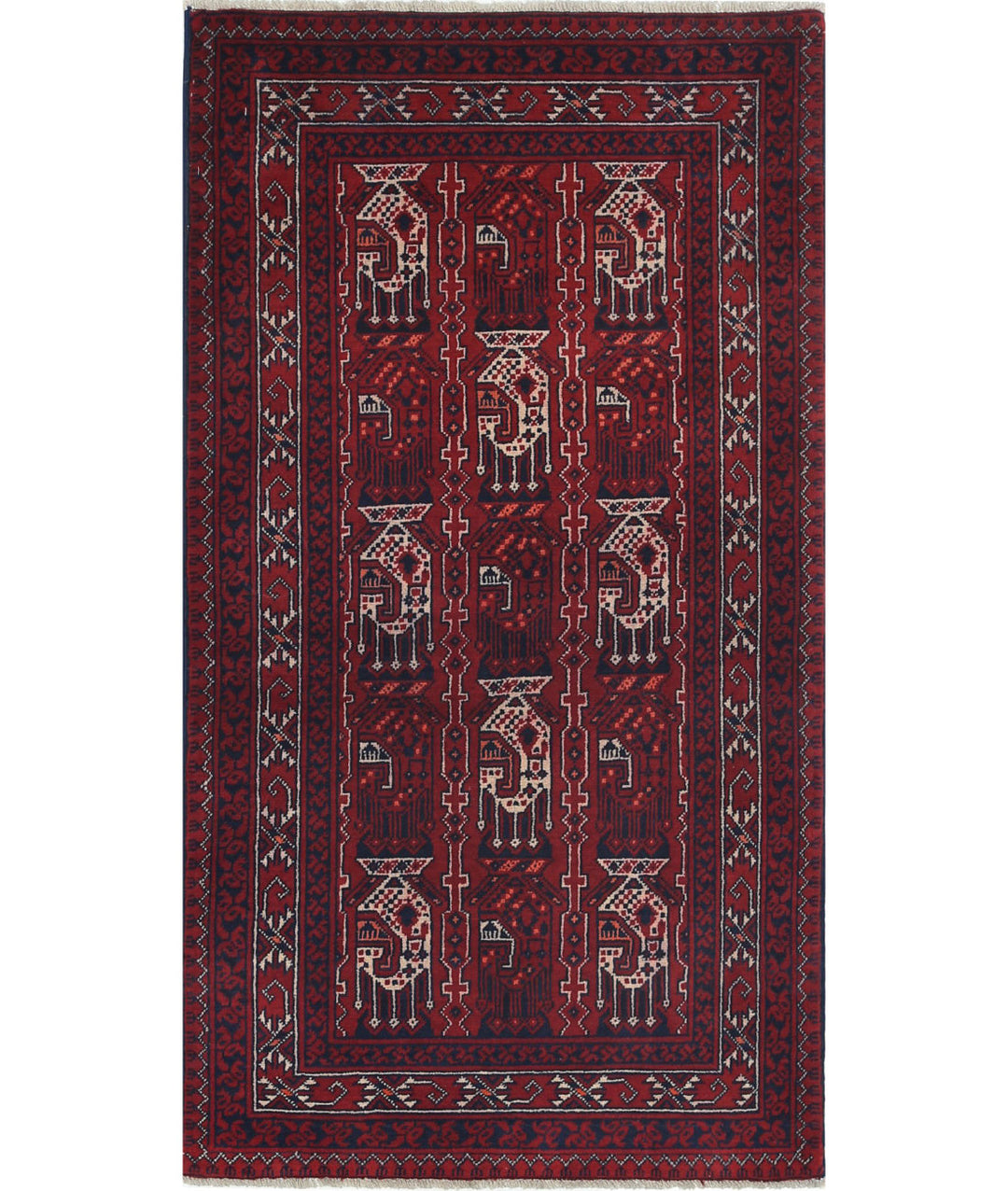 Hand Knotted Afghan Khamyab Wool Rug 2' 2" x 4' 1" - No. AT36180