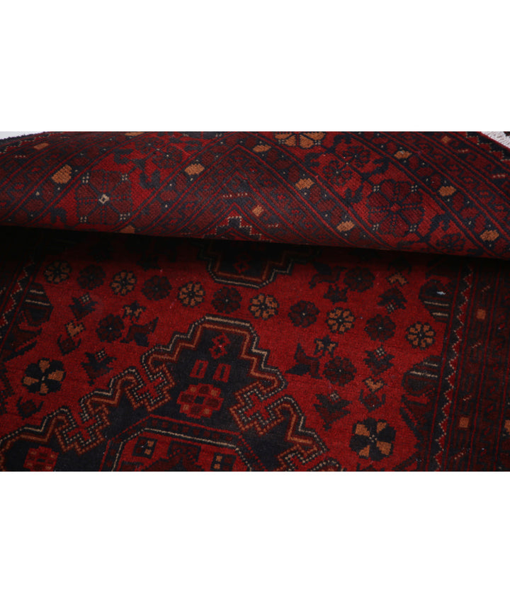 Red Afghan Tribal Rug 3' 3" x 4' 1" Hand-Knotted | No. AT49828