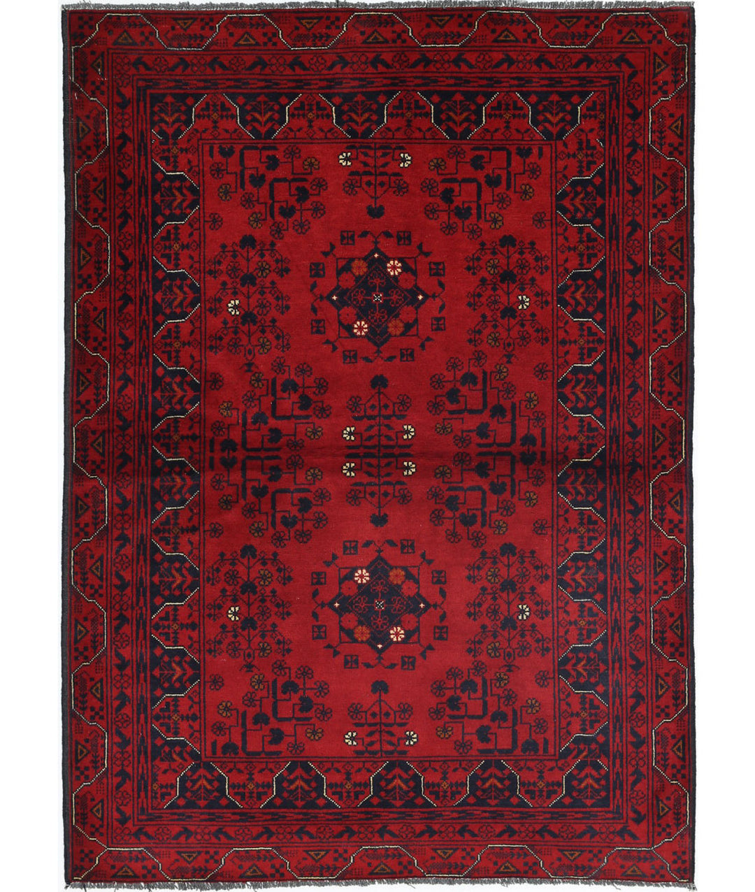 Hand Knotted Afghan Khamyab Wool Rug 3' 2" x 4' 9" - No. AT26502