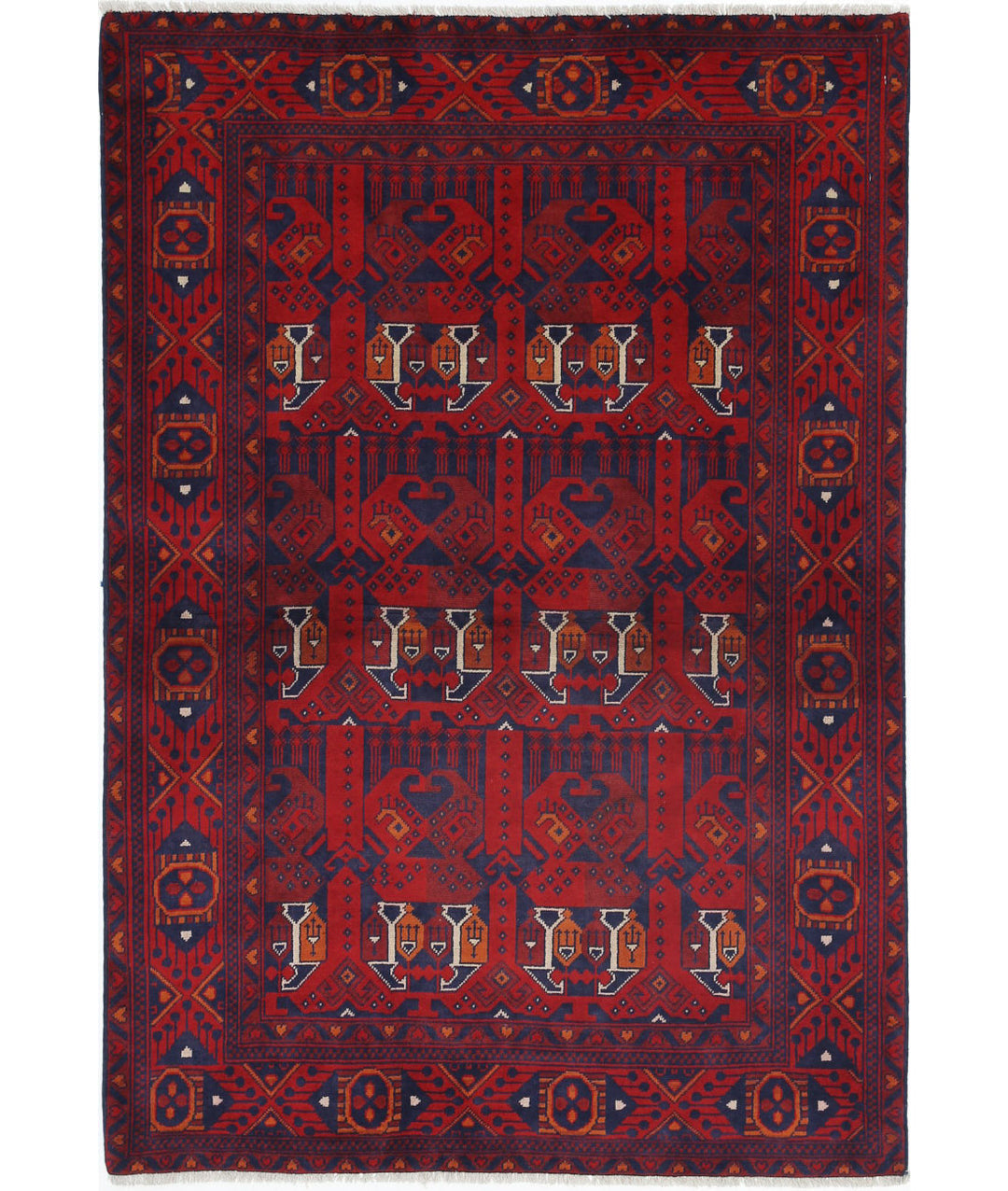 Hand Knotted Afghan Khamyab Wool Rug 3' 2" x 4' 8" - No. AT36012