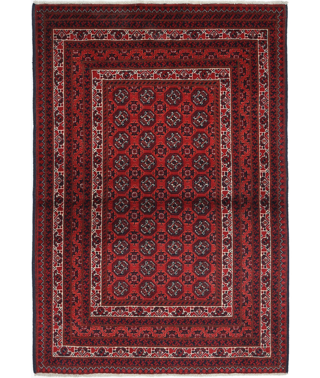 Red Afghan Khamyab Rug 2' 8" x 3' 10" Hand-Knotted | No. AT14041