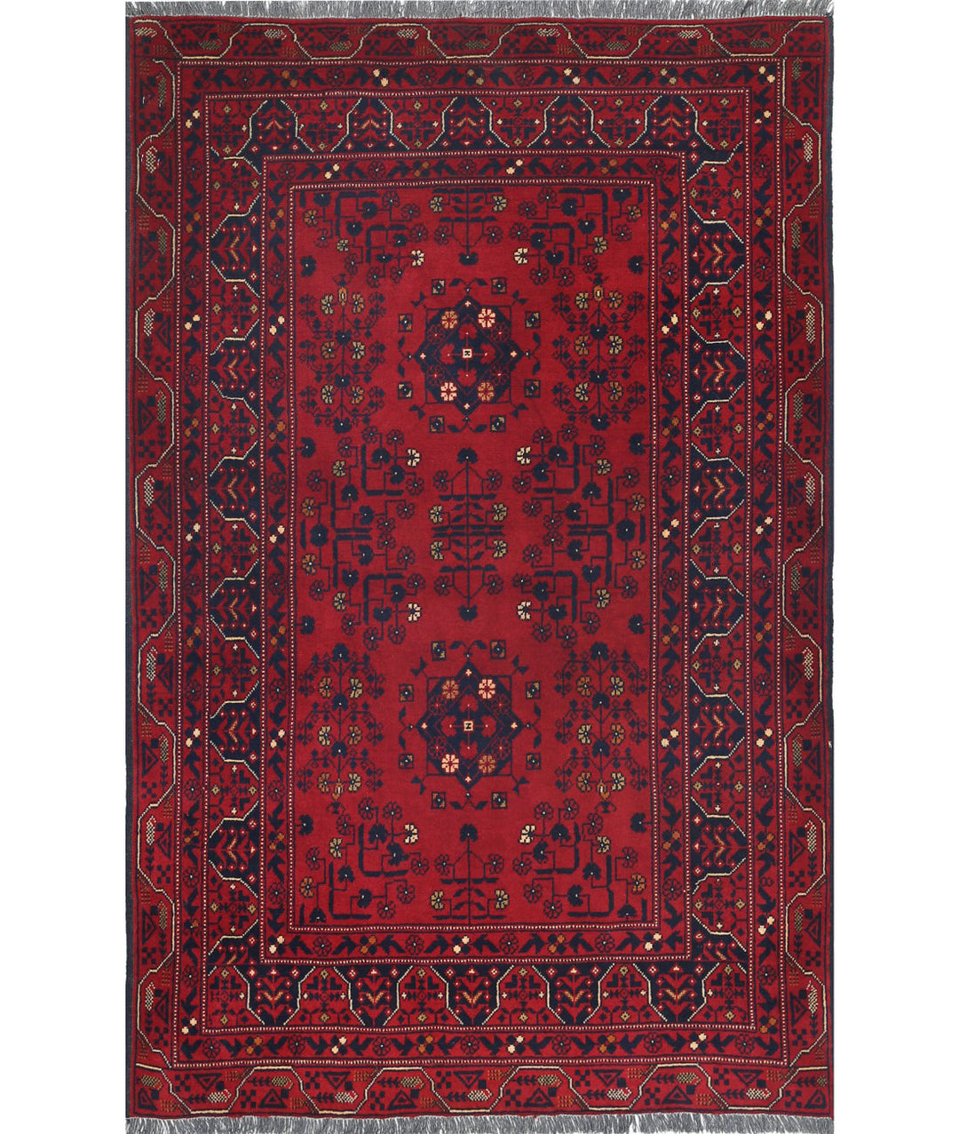 Hand Knotted Afghan Khamyab Wool Rug 3' 2" x 4' 11" - No. AT13483