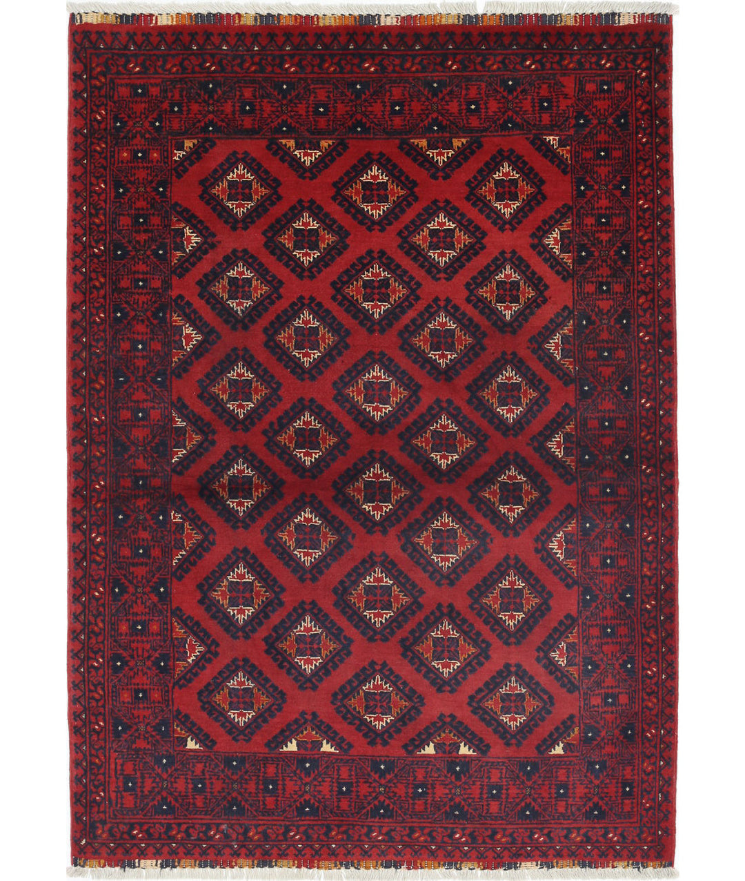 Hand Knotted Afghan Khamyab Wool Rug 3' 3" x 4' 7" - No. AT19472