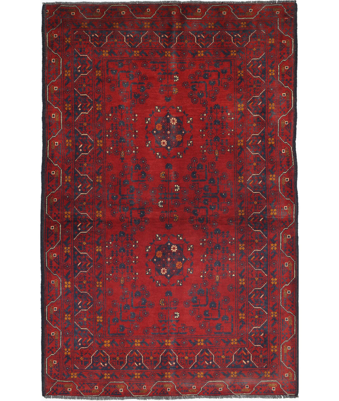 Red Afghan Khamyab Rug 3' 2" x 5' 0" Hand-Knotted