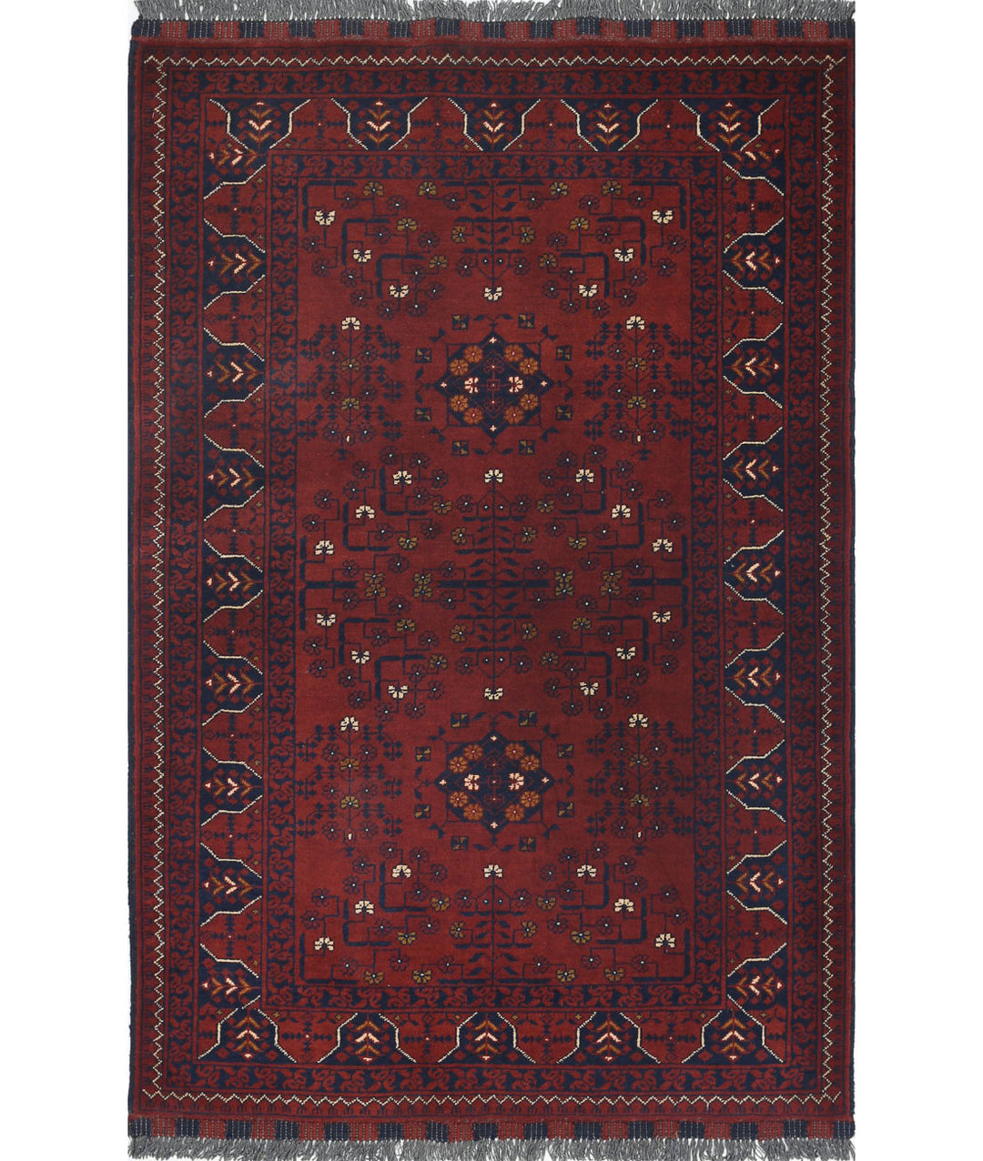 Hand Knotted Afghan Khamyab Wool Rug 3' 3" x 4' 11" - No. AT21706