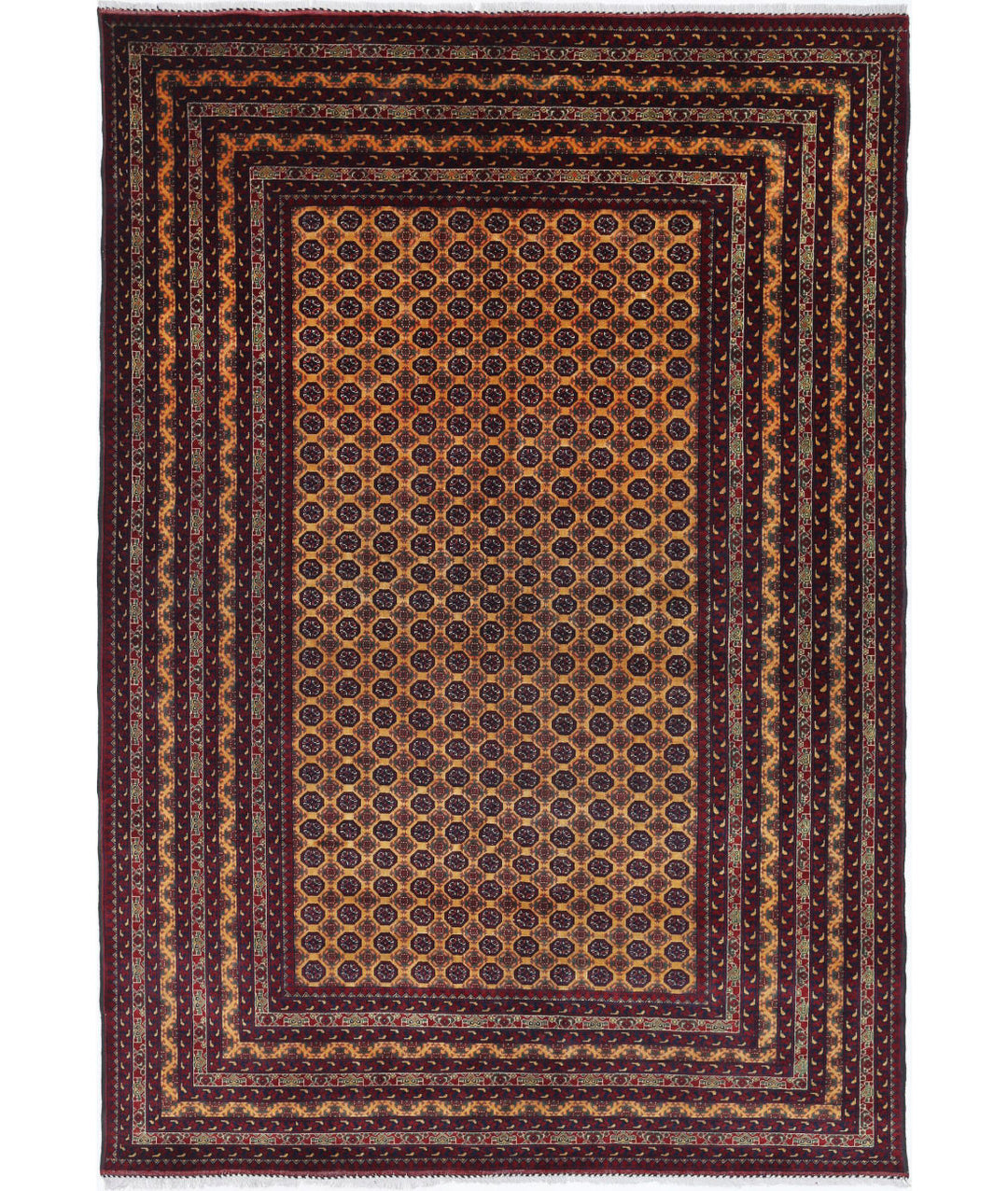 Hand Knotted Afghan Khamyab Wool Rug 6' 6" x 9' 5" - No. AT28323