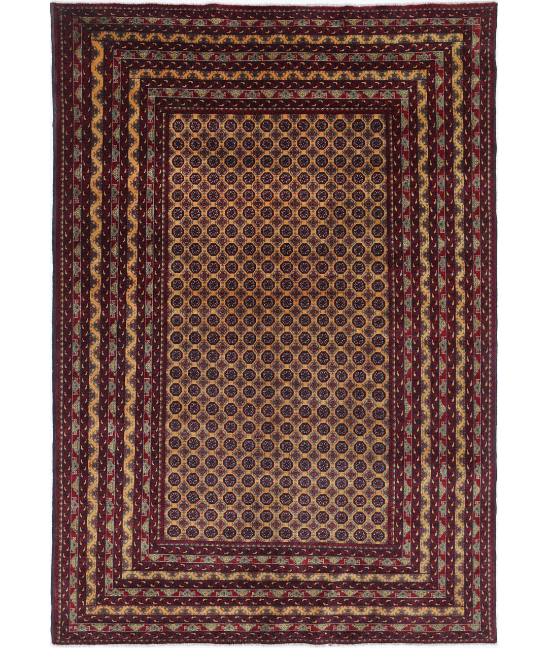 Hand Knotted Afghan Khamyab Wool Rug 6' 3" x 9' 2" - No. AT29490