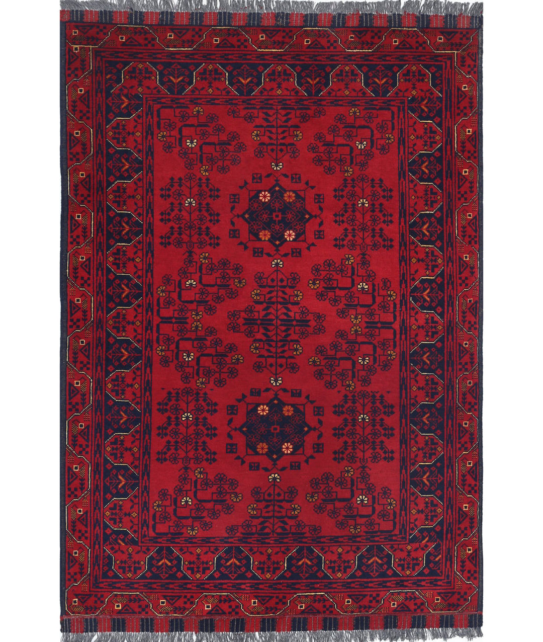 Hand Knotted Afghan Khamyab Wool Rug 3' 5" x 4' 9" - No. AT42997