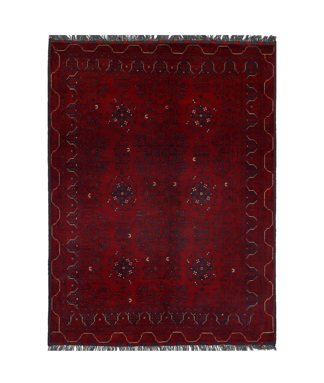 Red Afghan Khamyab Rug 4' 10" x 6' 6" Hand-Knotted | No. AT35732