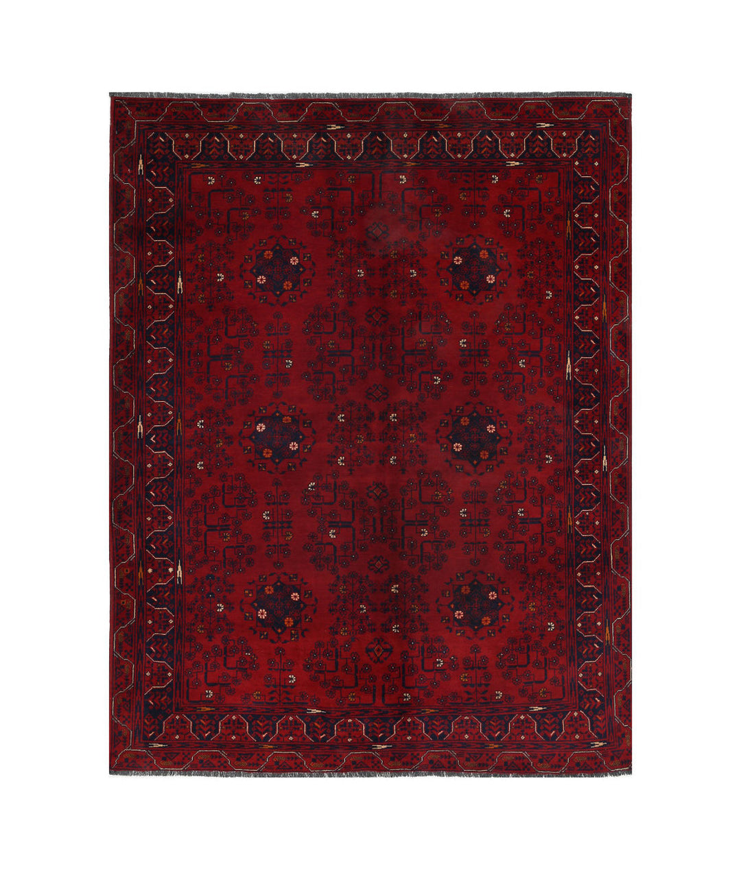 Red Afghan Khamyab Rug 4' 10" x 6' 4" Hand-Knotted | No. AT14281