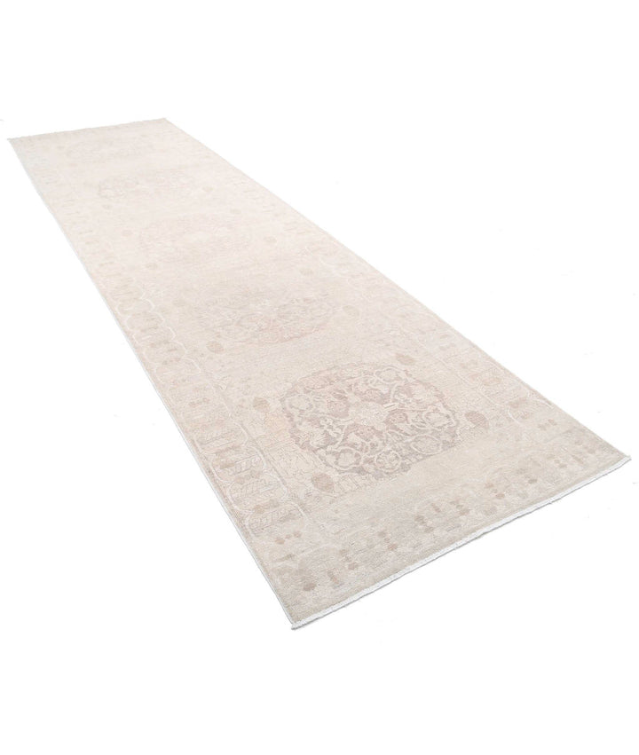 Ivory Afghan Ariana Haji Jalili Rug 4'1" x 14'3" Hand-Knotted | No. AT93429