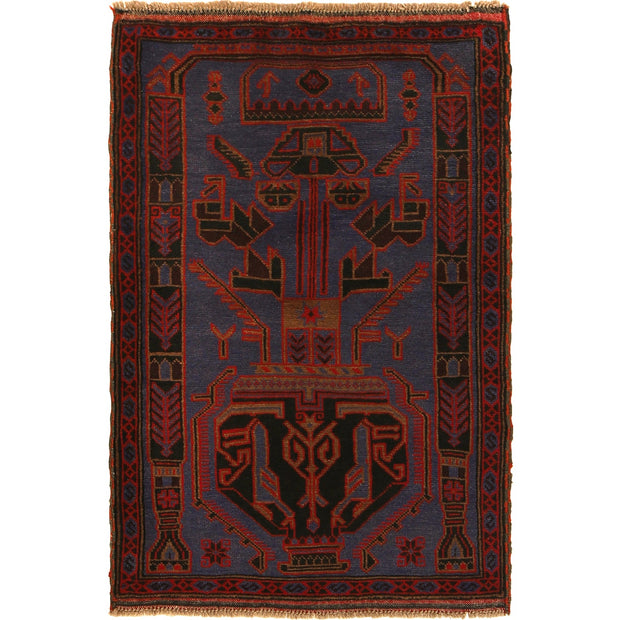 Dark Blue Baluchi Carpet 3' 2" x 4' 6" - No. AL92589