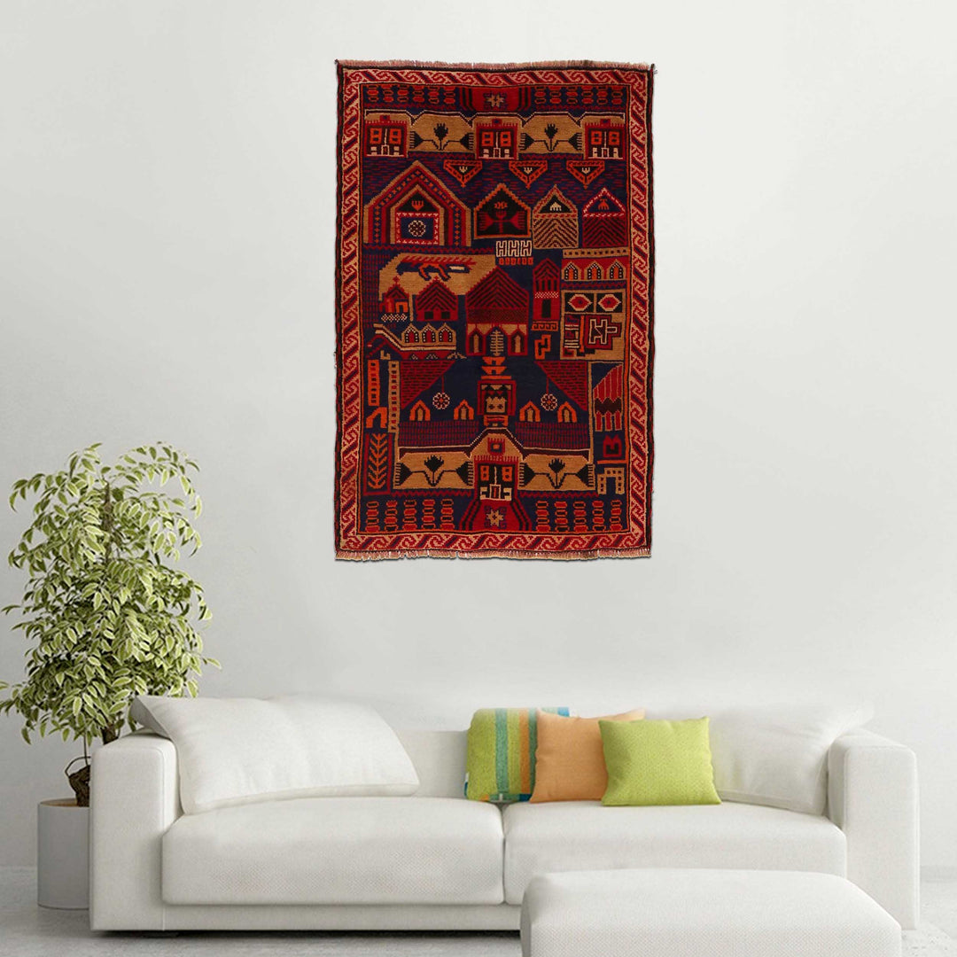 Afghan Prayer Rug 3' 1" x 4' 8" Hand-Knotted view 9