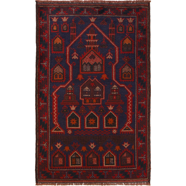 Hand Knotted Baluchi Rug 2' 11" x 4' 7" - No. AL15004