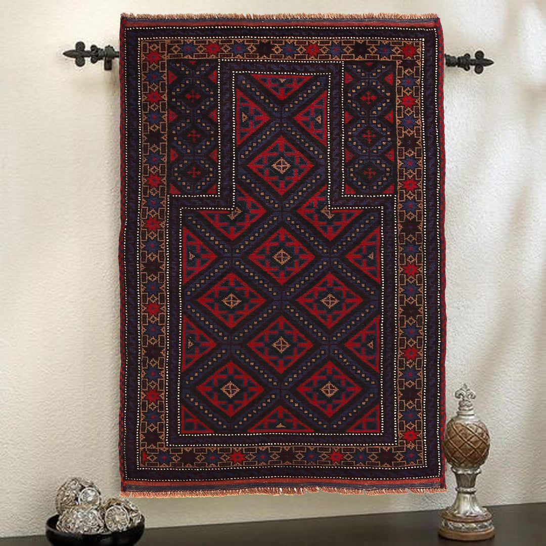 Beige Afghan Prayer Rug 2' 7" x 4' 6" Hand-Knotted | No. AL18577