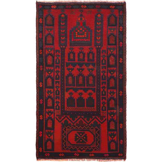 Red Color Prayer Rug 2' 8" x 4' 9" - No. AL27085