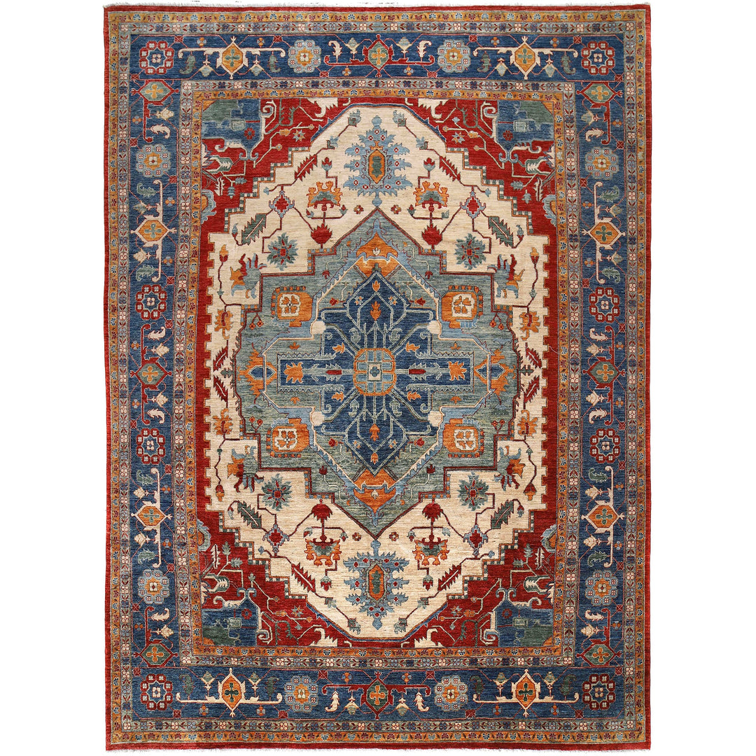 Afghan Heriz Rug 9'11" x 13'10" Hand-Knotted