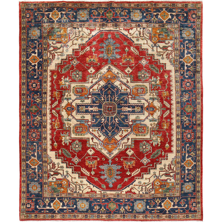 Handmade Persian Design Heriz Carpet 8' 1" x 9' 9" - No. AL15982