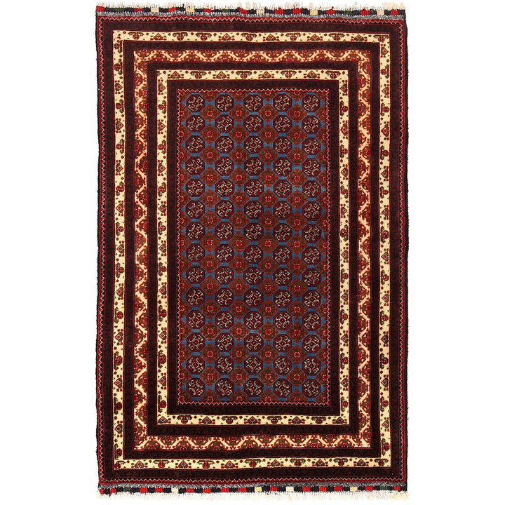 Navy Blue Color Khoja Roshnai Area Rug 3' 1" x 4' 9" - No. AL98414