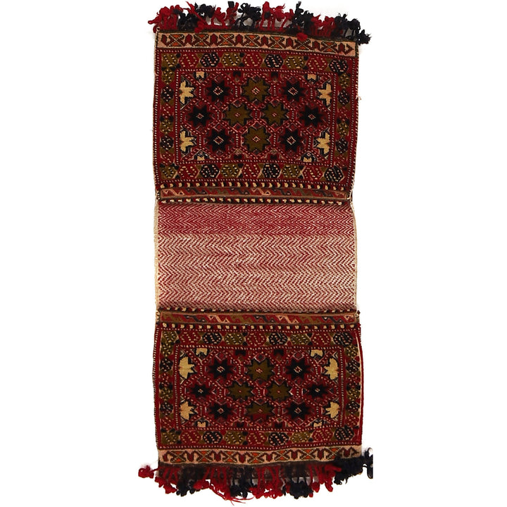 Afghan Tribal Baluch Saddle Bag Rug 1' 3" x 2' 9" Hand-Knotted