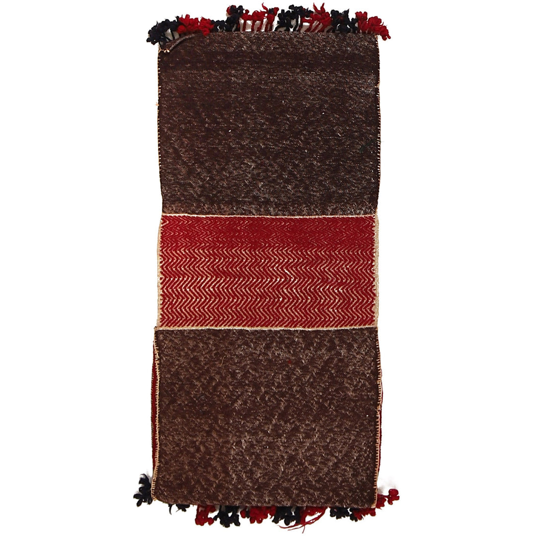 Afghan Tribal Baluch Saddle Bag Rug 1' 3" x 2' 9" Hand-Knotted detail