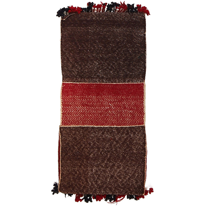 Afghan Tribal Baluch Saddle Bag Rug 1' 3" x 2' 9" Hand-Knotted detail