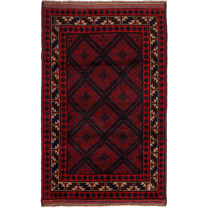 Afghan Baluchi Rug 3' 10" x 5' 9" Hand-Knotted