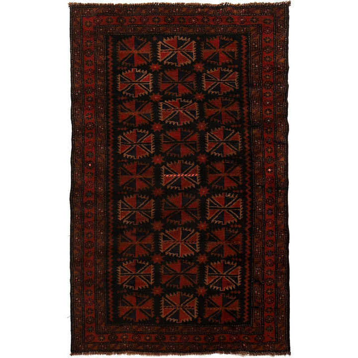 Afghan Baluchi Rug 3' 8" x 5' 12" Hand-Knotted