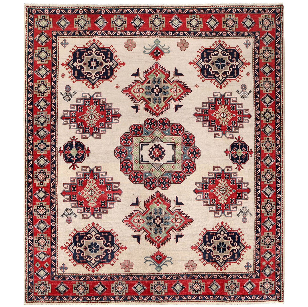 Blue Afghan Kazak Rug 8' 3" x 9' 8" Hand-Knotted