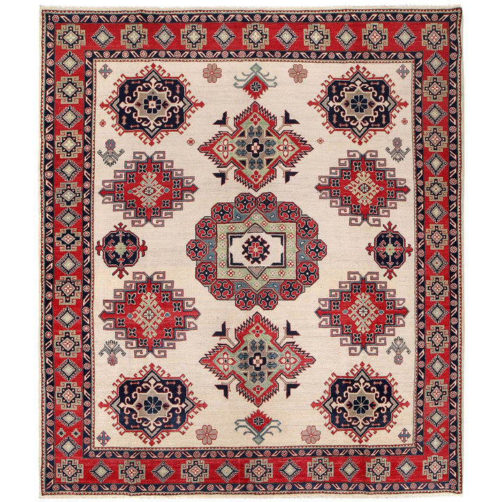 Blue Afghan Kazak Rug 8' 3" x 9' 8" Hand-Knotted