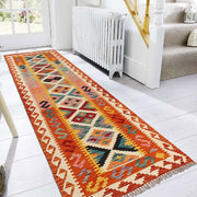 Colorful Flat-Weave Wool Kilim Runner 2' 5" x 6' 5" - No. AL66317