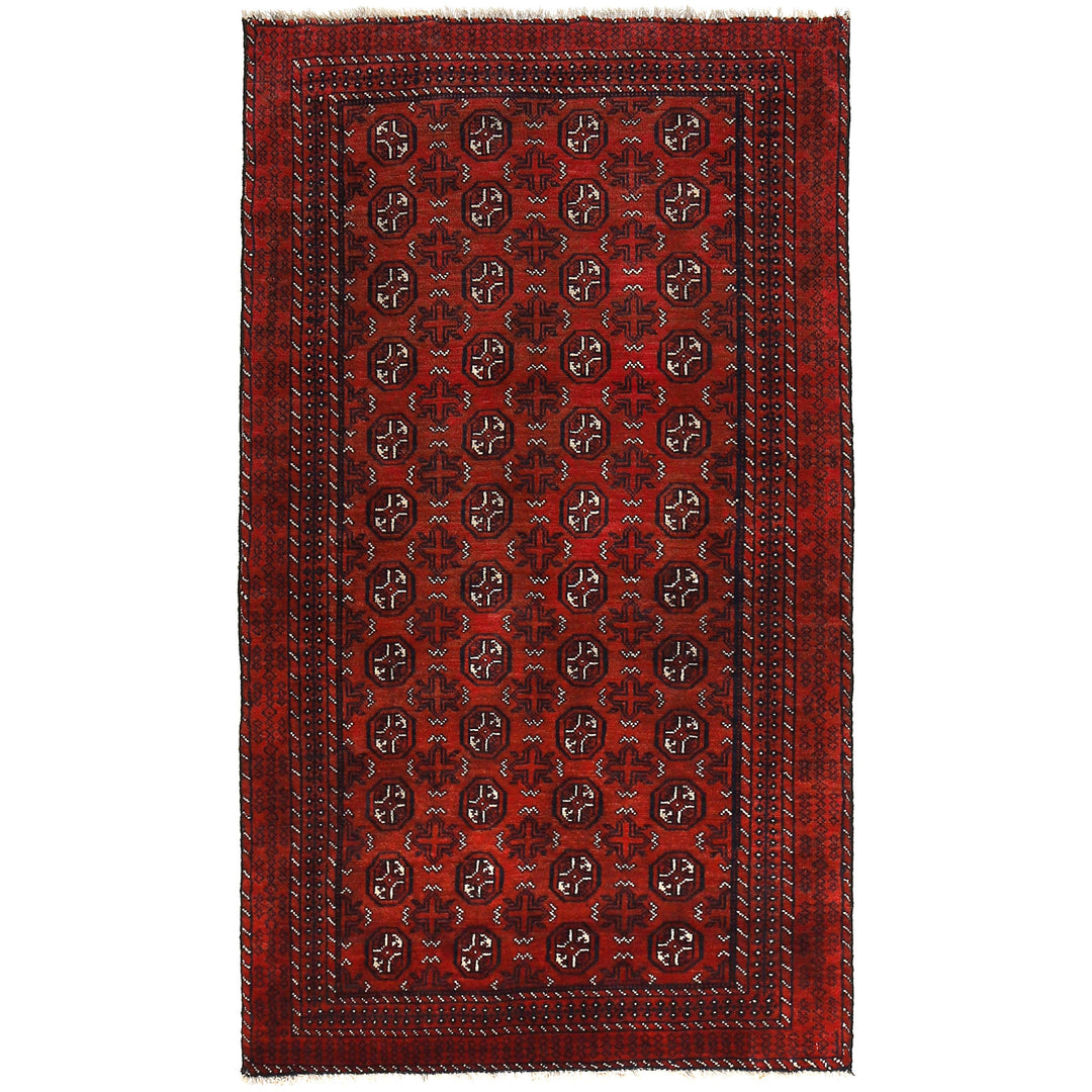 Red Afghan Baluchi Rug 3' 4" x 5' 11" Hand-Knotted