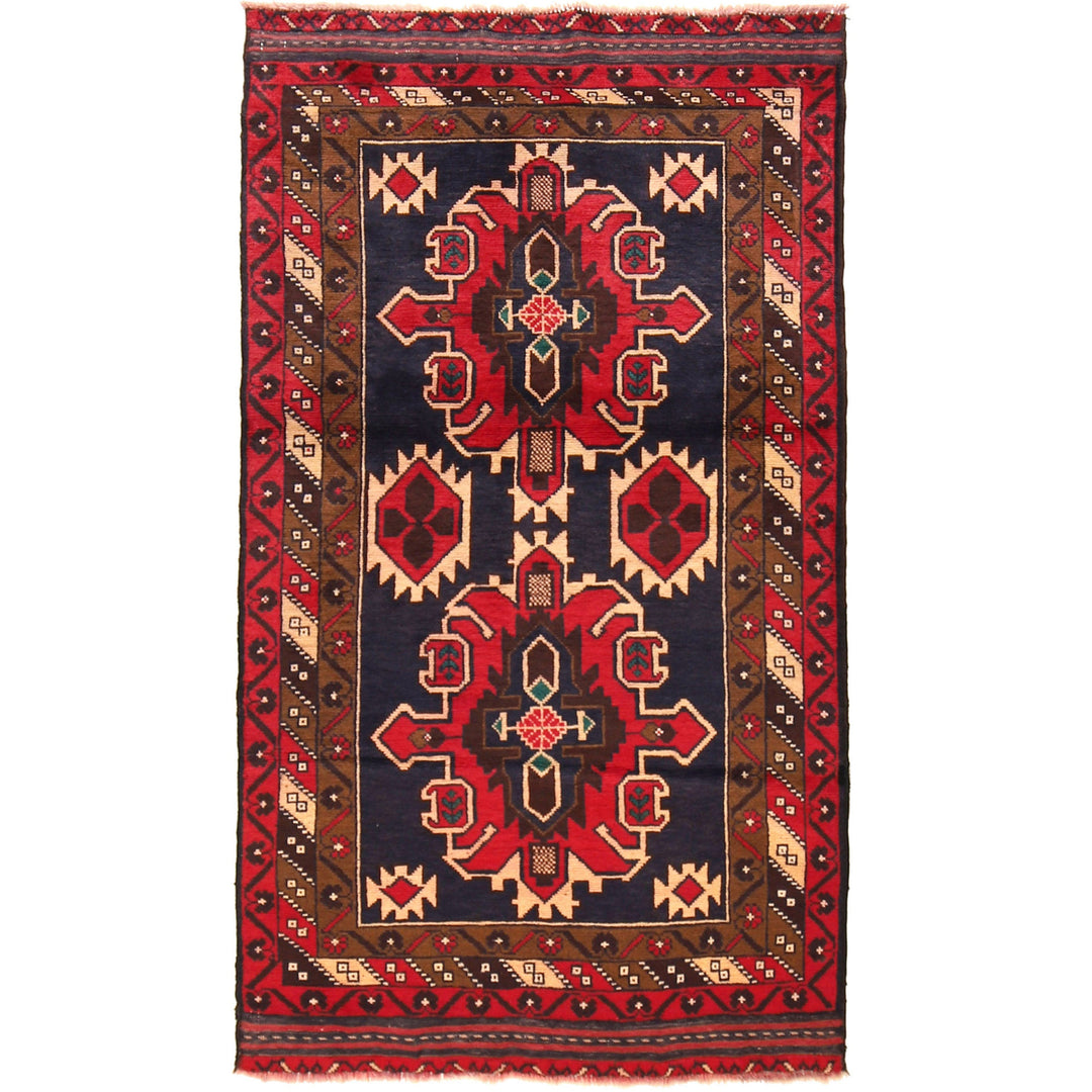 Afghan Baluchi Rug 3'6" x 6'3" Hand-Knotted