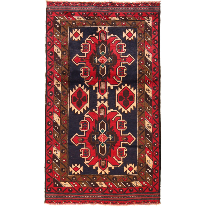 Afghan Baluchi Rug 3'6" x 6'3" Hand-Knotted