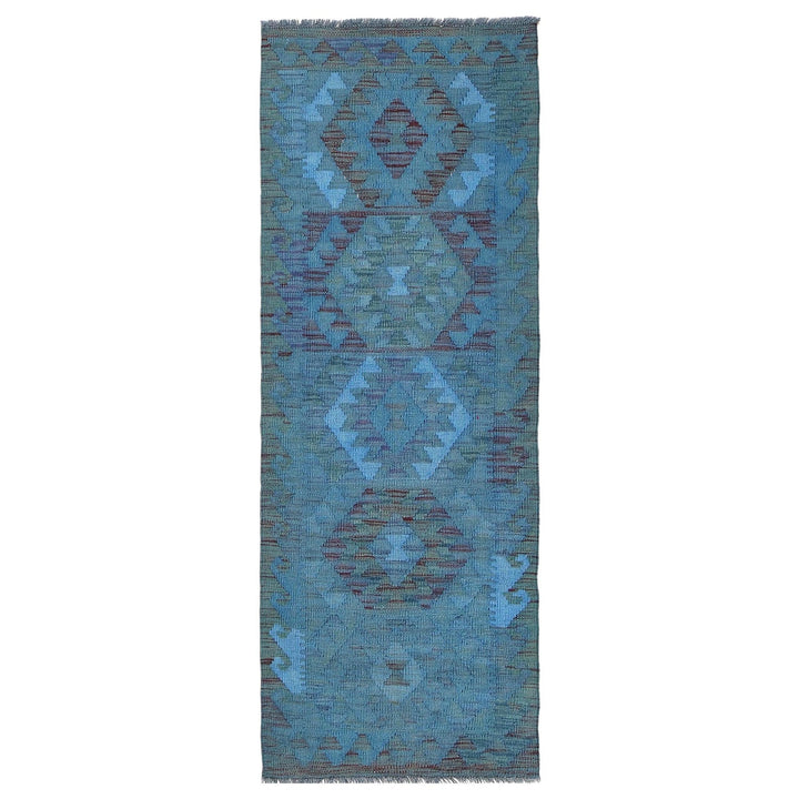 Blue Color Overdyed Kelim 2' 1" x 6' 2" - No. AL65040