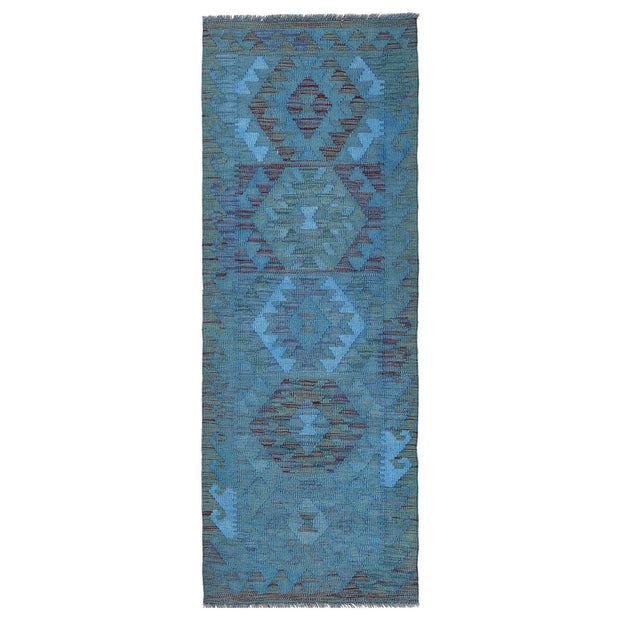 Blue Color Overdyed Kelim 2' 1" x 6' 2" - No. AL65040