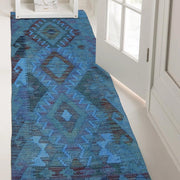 Blue Color Overdyed Kelim Runner 2' 1" x 5' 1" - No. AL69348