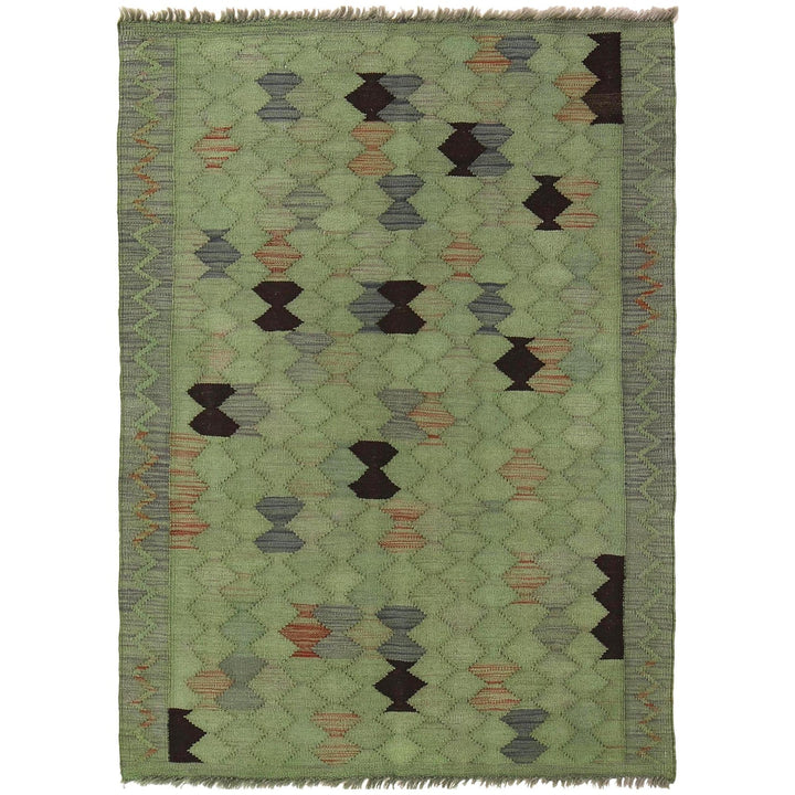 Green Color Overdyed Kelim 3' 4" x 4' 9" - No. AL43570