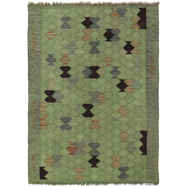 Green Color Overdyed Kelim 3' 4" x 4' 9" - No. AL43570