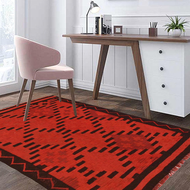 Hand Knotted Overdyed Kilim 3' 4" x 4' 9" - No. AL66275