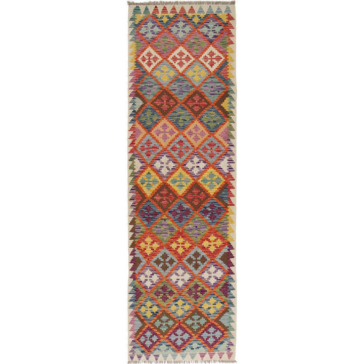 Hand Knotted Afghan Style Kilim Runner 2' 9" x 9' 8" - No. AL43662